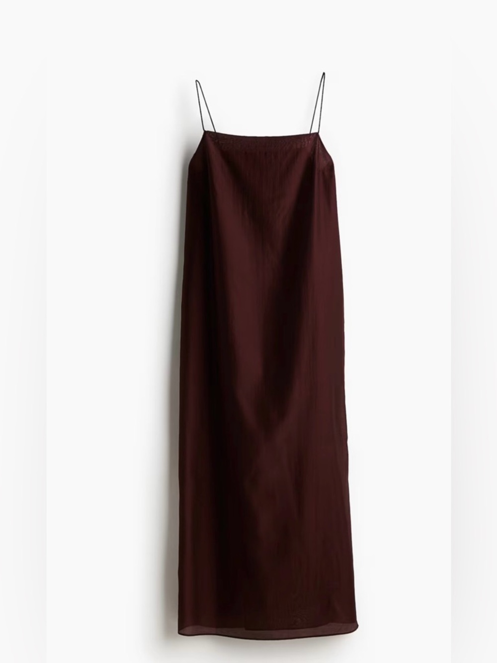 H&M Burgundy Slip Midi Dress XL NWT Strappy Minimalist Satin Look